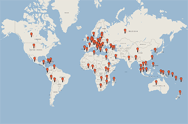 world_map_withflags_101020 World map of Level 1 participant countries